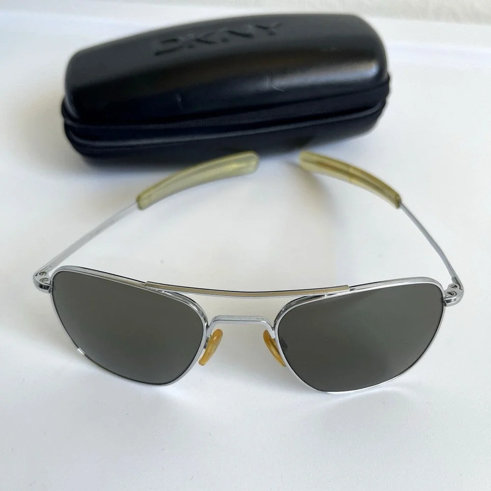 Vintage RANDOLPH ENGINEERING AF 52-20 Silver Gray Aviator Pilot Sunglasses 5 1/2